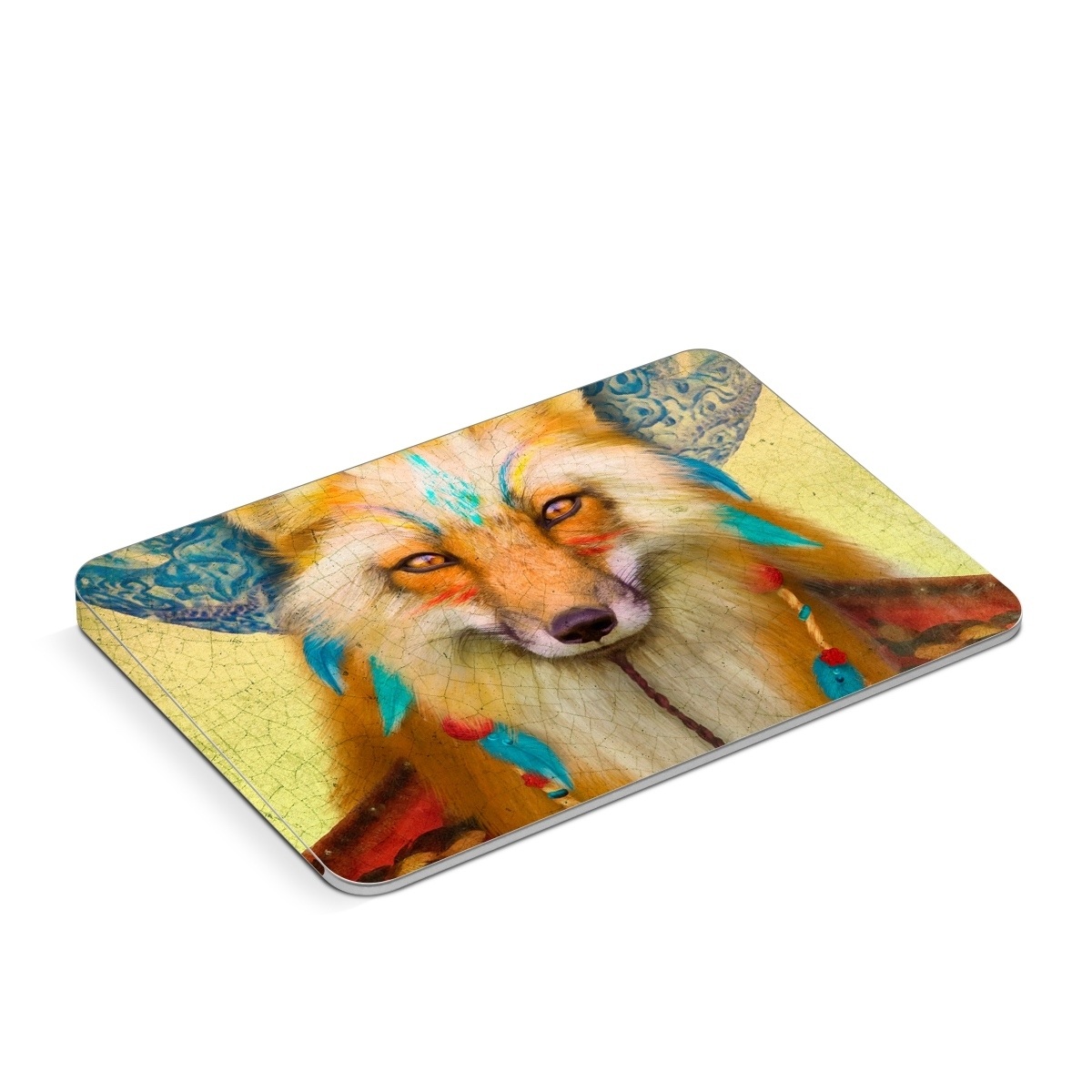 Apple Magic Trackpad Skin design of Red fox, Canidae, Fox, Wildlife, Swift fox, Carnivore, Jackal, Fur, Snout, Art, with red, black, gray, green, blue colors