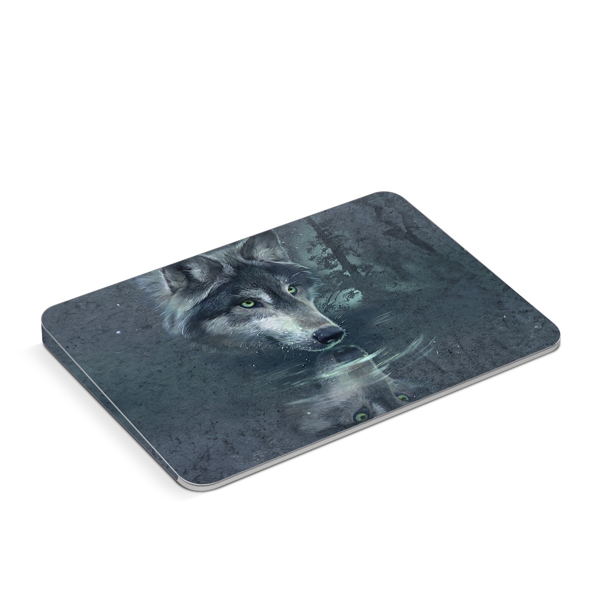 Apple Magic Trackpad Skin design of Wolf, Canidae, Wildlife, Red wolf, Canis, canis lupus tundrarum, Snout, Saarloos wolfdog, Wolfdog, Carnivore, with black, gray, blue colors