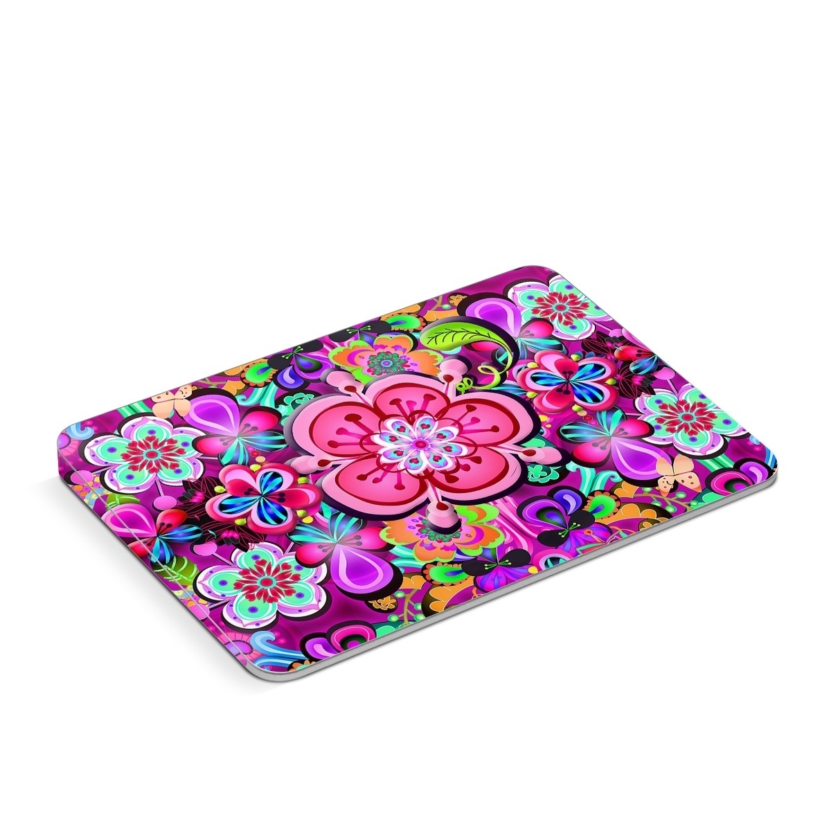 Apple Magic Trackpad Skin design of Pattern, Pink, Design, Textile, Magenta, Art, Visual arts, Paisley, with purple, black, red, gray, blue colors