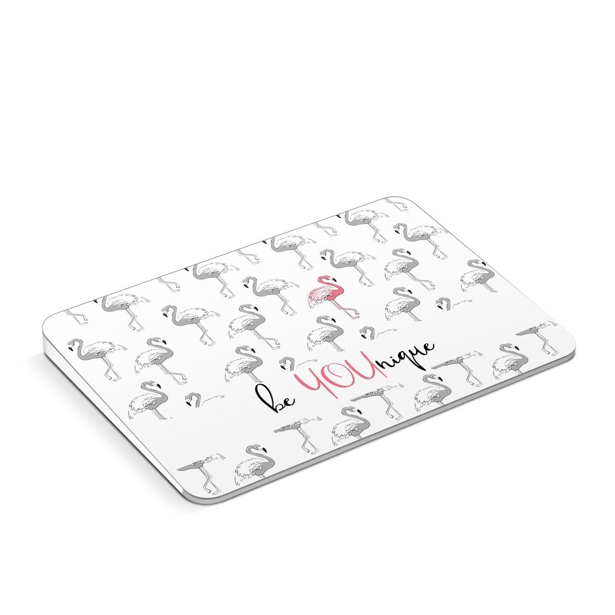 Apple Magic Trackpad Skin design of White, Organism, Mushroom, Line, Font, Bird, Art, Illustration, Pattern, Line art, with white, black, pink, gray colors