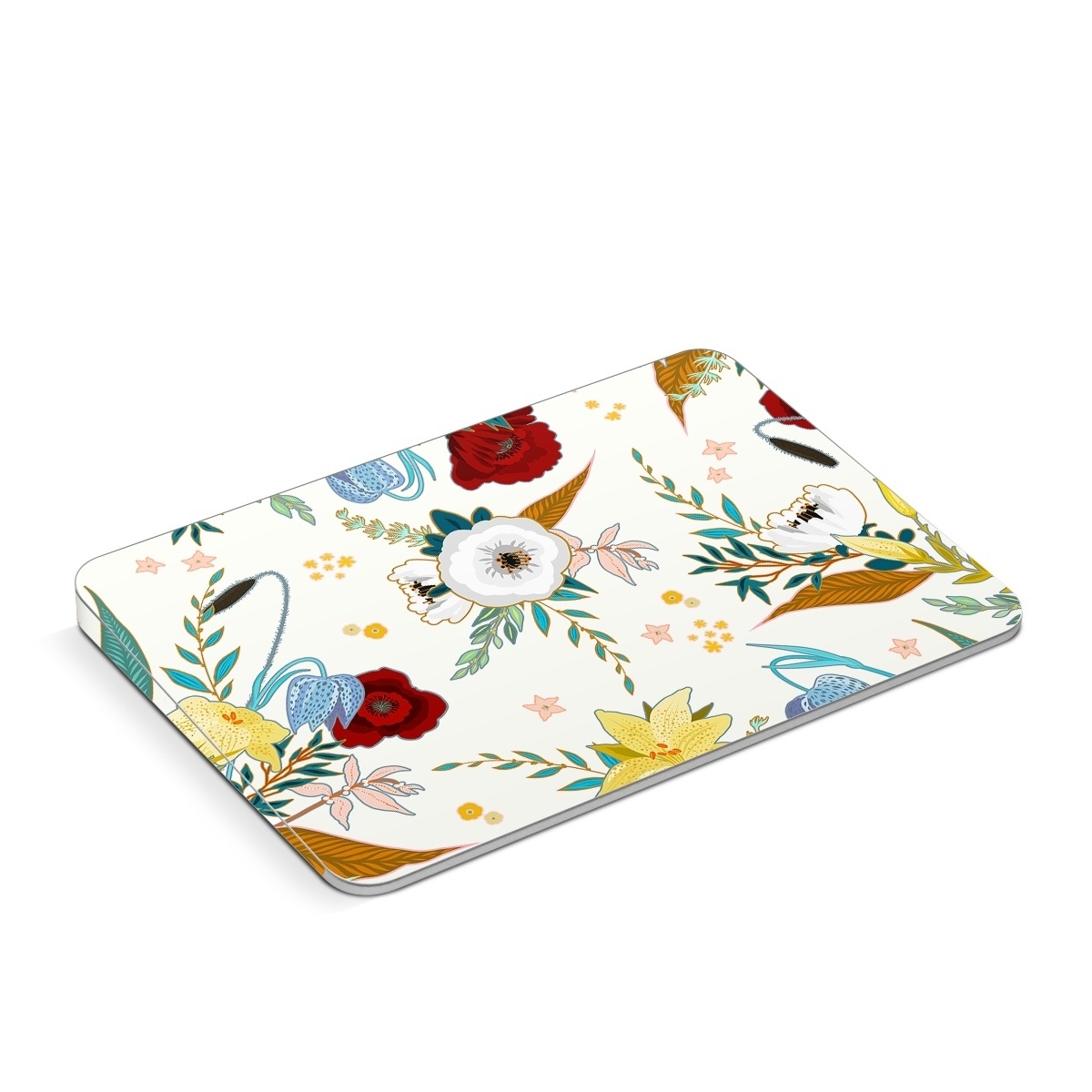 Apple Magic Trackpad Skin design of Floral design, Pattern, Wrapping paper, Botany, Design, Flower, Wallpaper, Plant, Clip art, Pedicel, with white, blue, red, yellow, pink, orange colors