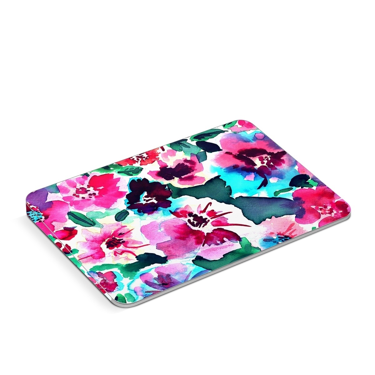 Apple Magic Trackpad Skin design of Flower, Pink, Petal, Plant, Pattern, Hawaiian hibiscus, Design, Magenta, Flowering plant, Watercolor paint, with white, pink, blue, green, red colors