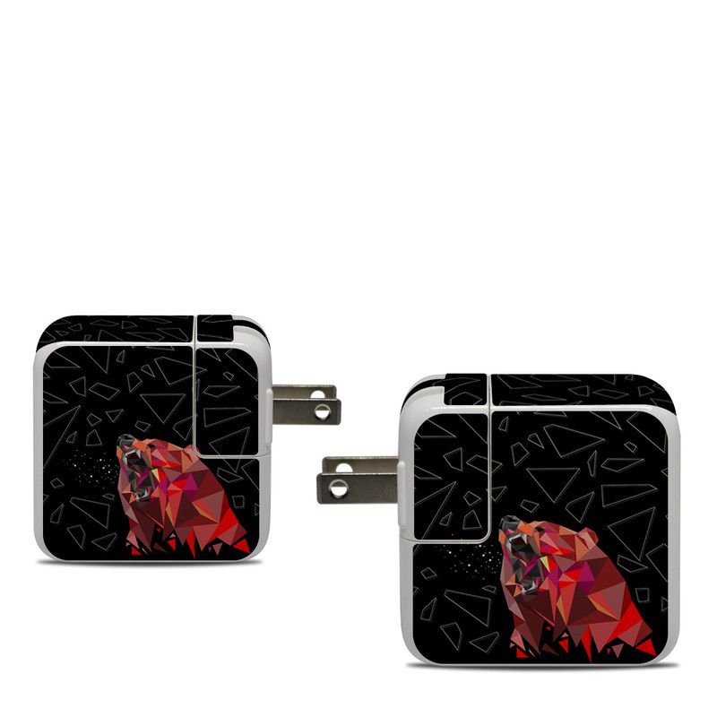 Apple 30W USB-C Power Adapter Skin design of Graphic design, Triangle, Font, Illustration, Design, Art, Visual arts, Graphics, Pattern, Space, with black, red colors