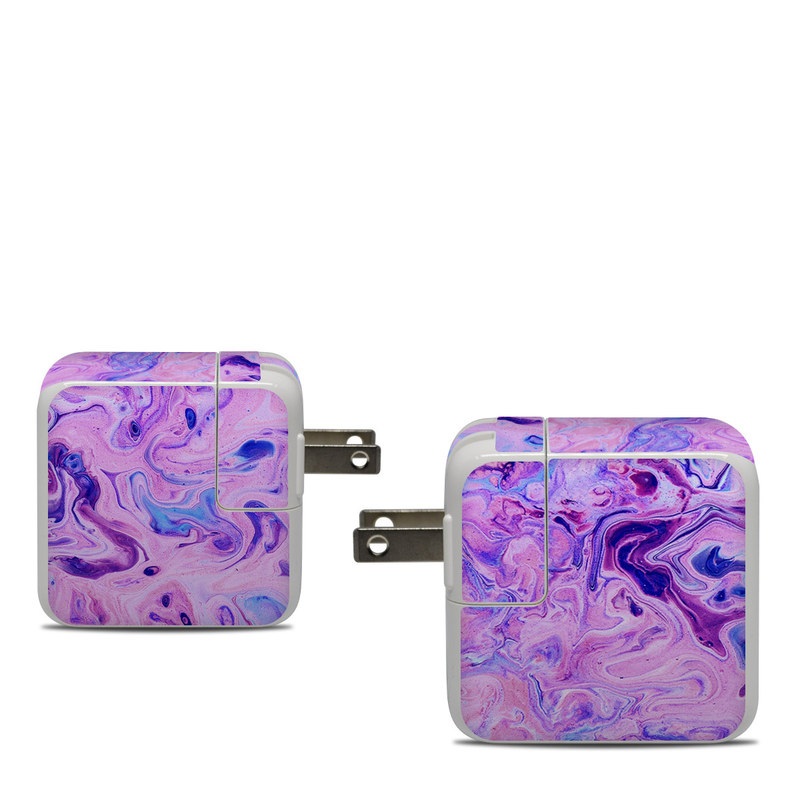 Apple 30W USB-C Power Adapter Skin design of Purple, Violet, Lilac, Art, Pattern, Modern art, Painting, Visual arts, Acrylic paint, Magenta, with pink, purple, blue colors