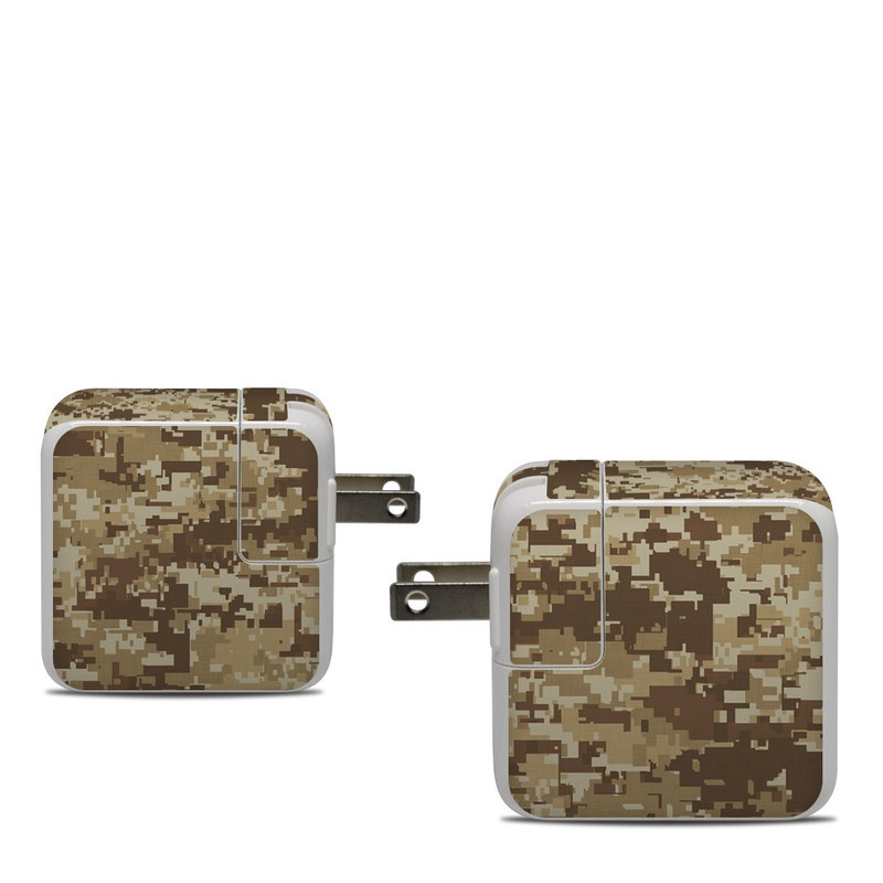 Apple 30W USB-C Power Adapter Skin design of Military camouflage, Brown, Pattern, Camouflage, Wall, Beige, Design, Textile, Uniform, Flooring, with brown colors