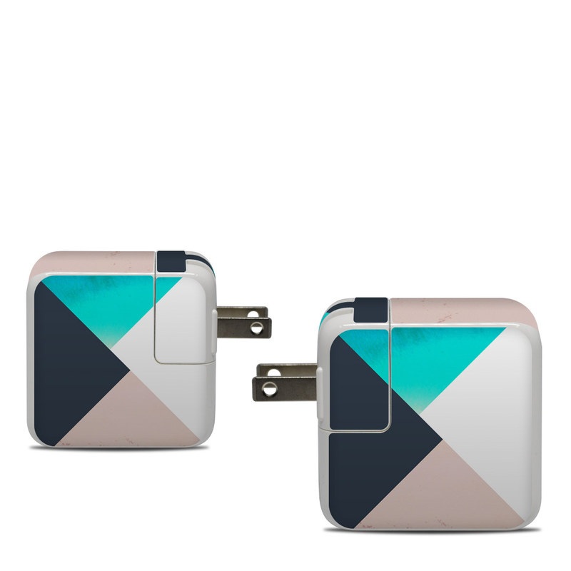 Apple 30W USB-C Power Adapter Skin design of Blue, Turquoise, Aqua, Line, Triangle, Design, Material property, Graphic design, Pattern, Architecture, with black, white, brown, blue colors