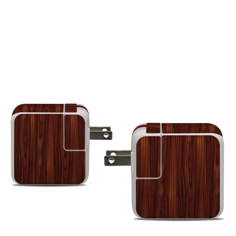 Apple 30W USB-C Power Adapter Skin design of Wood, Red, Brown, Hardwood, Wood flooring, Wood stain, Caramel color, Laminate flooring, Flooring, Varnish, with black, red colors