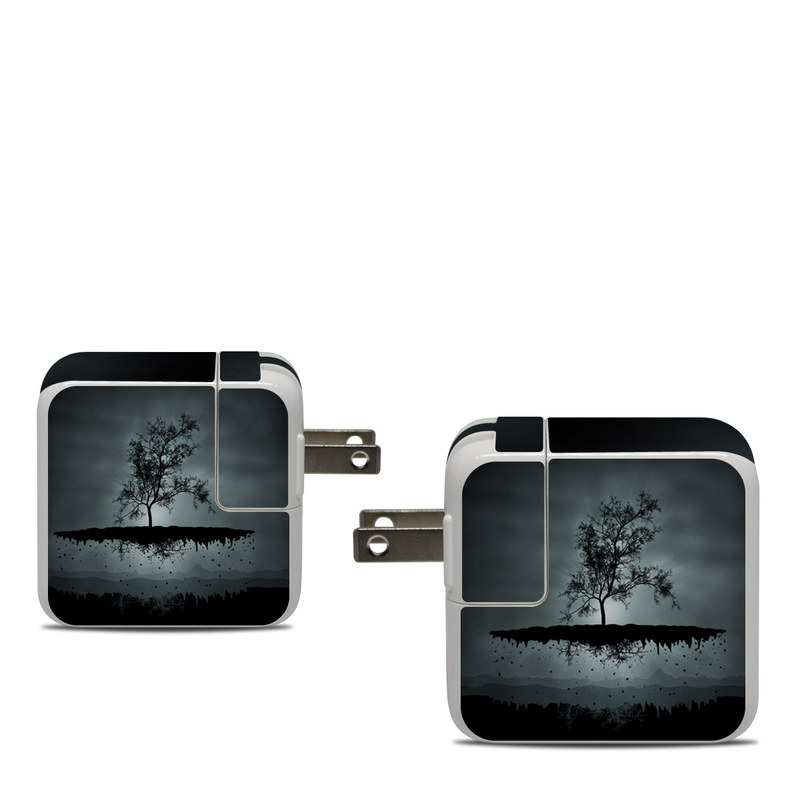 Apple 30W USB-C Power Adapter Skin design of Reflection, Sky, Nature, Water, Black, Tree, Black-and-white, Monochrome photography, Natural landscape, Atmospheric phenomenon, with black, gray, blue colors