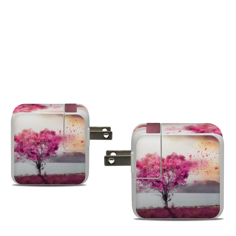 Apple 30W USB-C Power Adapter Skin design of Sky, Nature, Natural landscape, Pink, Tree, Spring, Purple, Landscape, Cloud, Magenta, with pink, yellow, blue, black, gray colors