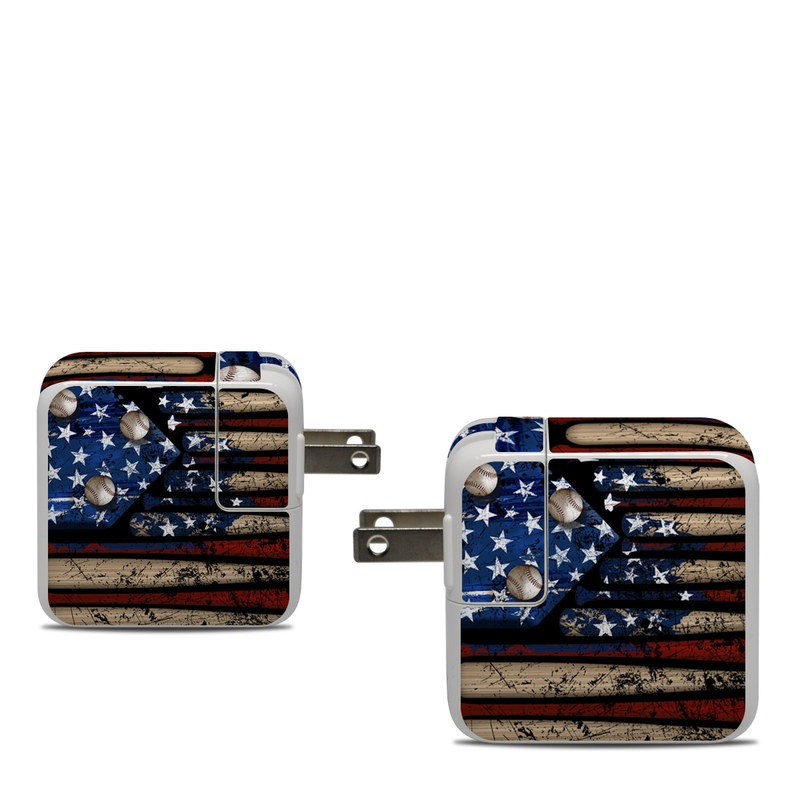 Apple 30W USB-C Power Adapter Skin design of Baseball bat, Baseball equipment, with black, red, gray, green, blue colors