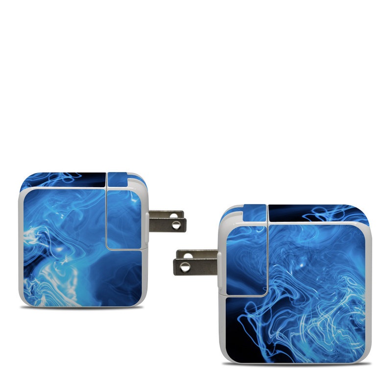Apple 30W USB-C Power Adapter Skin design of Blue, Water, Electric blue, Organism, Pattern, Smoke, Liquid, Art, with blue, black, purple colors