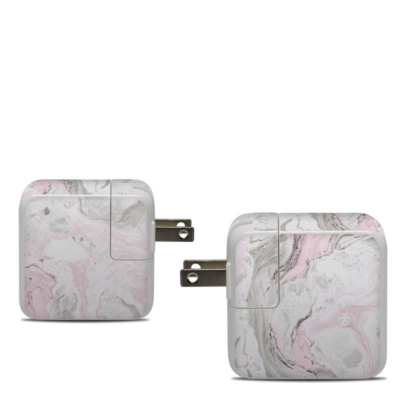 Apple 30W USB-C Power Adapter Skin design of White, Pink, Pattern, Illustration, with pink, gray, white colors