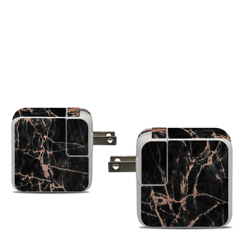 Apple 30W USB-C Power Adapter Skin design of Branch, Black, Twig, Tree, Brown, Sky, Atmosphere, Plant, Winter, Night, with black, pink colors