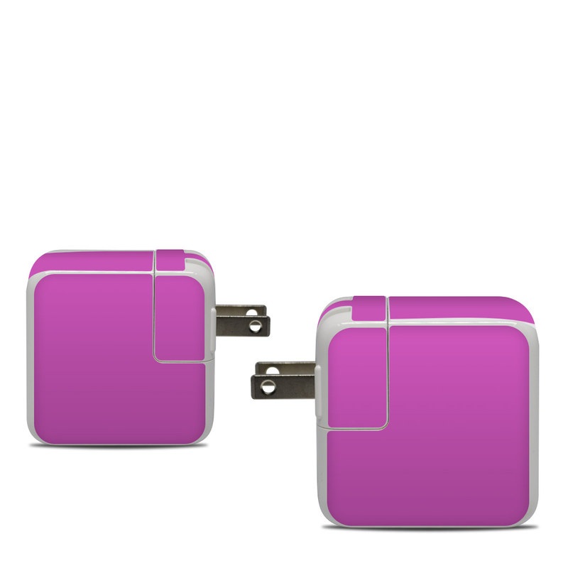 Apple 30W USB-C Power Adapter Skin design of Violet, Pink, Purple, Red, Lilac, Magenta, Blue, Lavender, Text, Sky, with pink colors