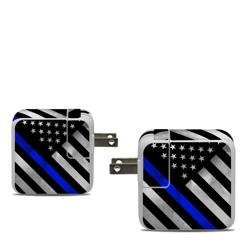 Apple 30W USB-C Power Adapter Skin design of Flag of the united states, Flag, Cobalt blue, Pattern, Line, Black-and-white, Design, Monochrome, Electric blue, Parallel, with black, white, gray, blue colors