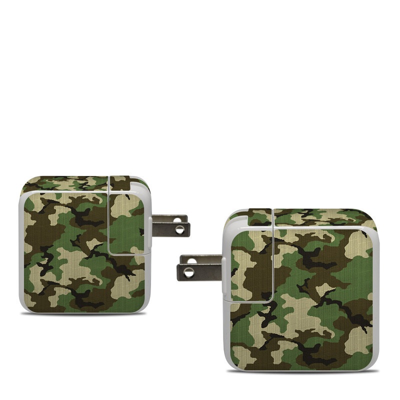 Apple 30W USB-C Power Adapter Skin design of Military camouflage, Camouflage, Clothing, Pattern, Green, Uniform, Military uniform, Design, Sportswear, Plane, with black, gray, green colors