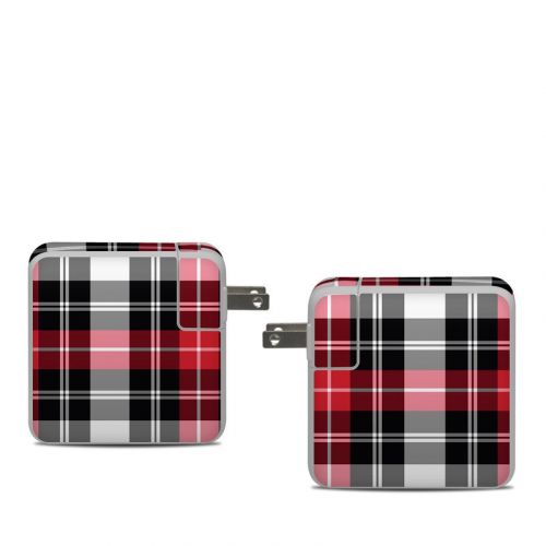 Red Plaid Apple 61W USB-C Power Adapter Skin