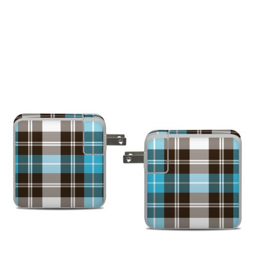 Turquoise Plaid Apple 61W USB-C Power Adapter Skin