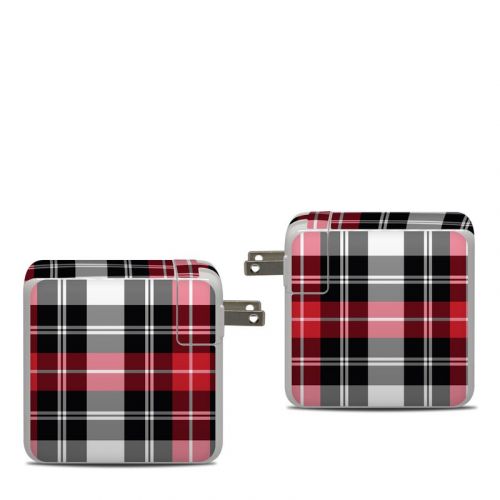 Red Plaid Apple 87W USB-C Power Adapter Skin