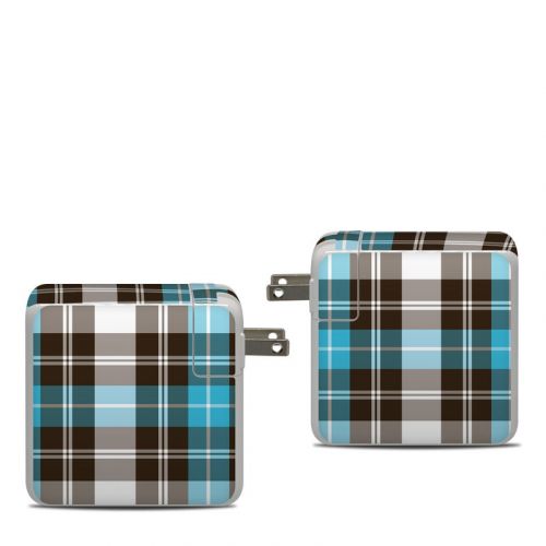 Turquoise Plaid Apple 87W USB-C Power Adapter Skin