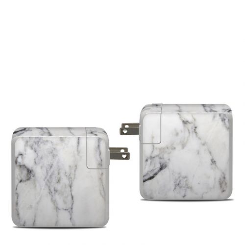White Marble Apple 87W USB-C Power Adapter Skin
