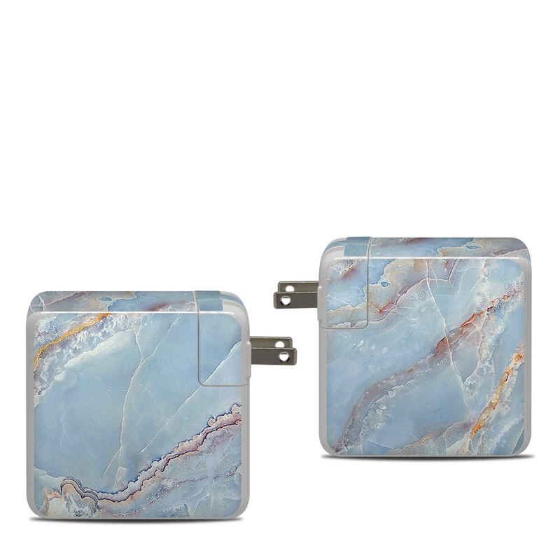 Apple 87W USB-C Power Adapter Skin design of Blue, Azure, Aqua, Onyx, with blue, red, orange, white colors