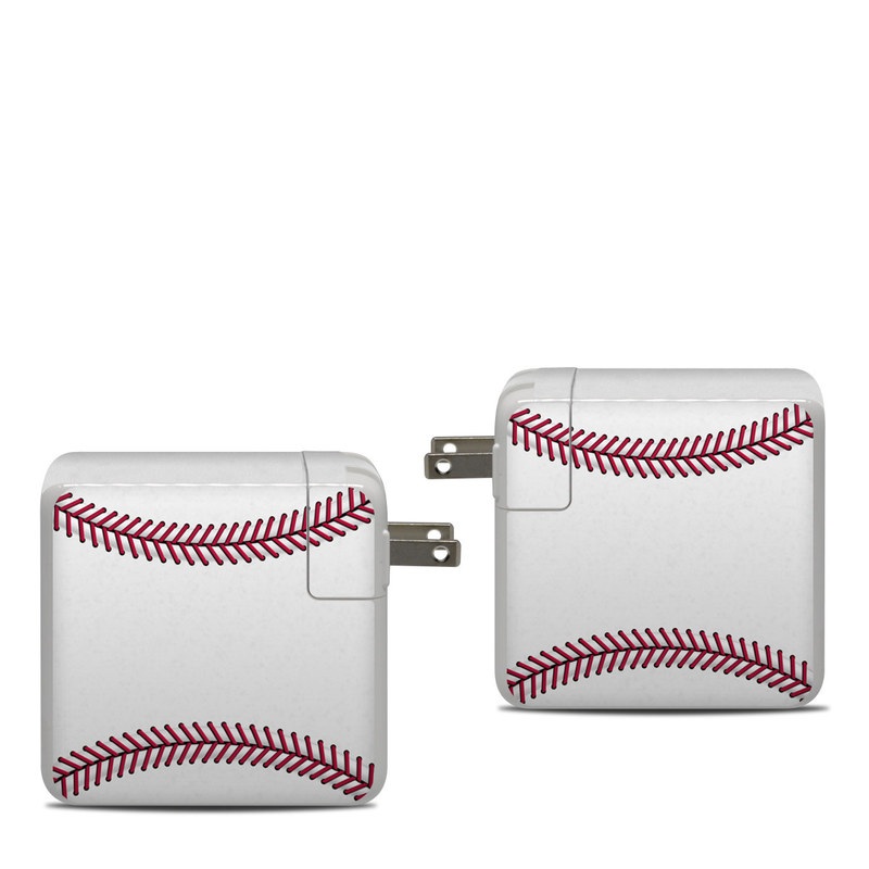 Apple 87W USB-C Power Adapter Skin design of Red, Line, Pink, Parallel, Paper, with white, red colors