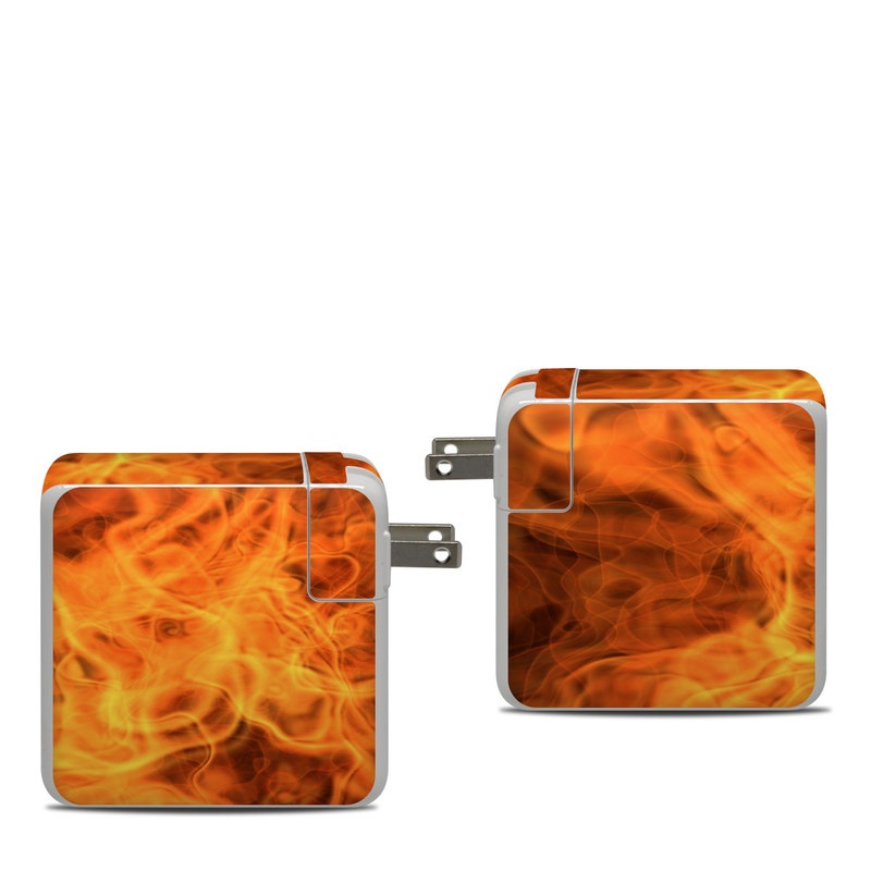 Apple 87W USB-C Power Adapter Skin design of Flame, Fire, Heat, Orange, with red, orange, black colors