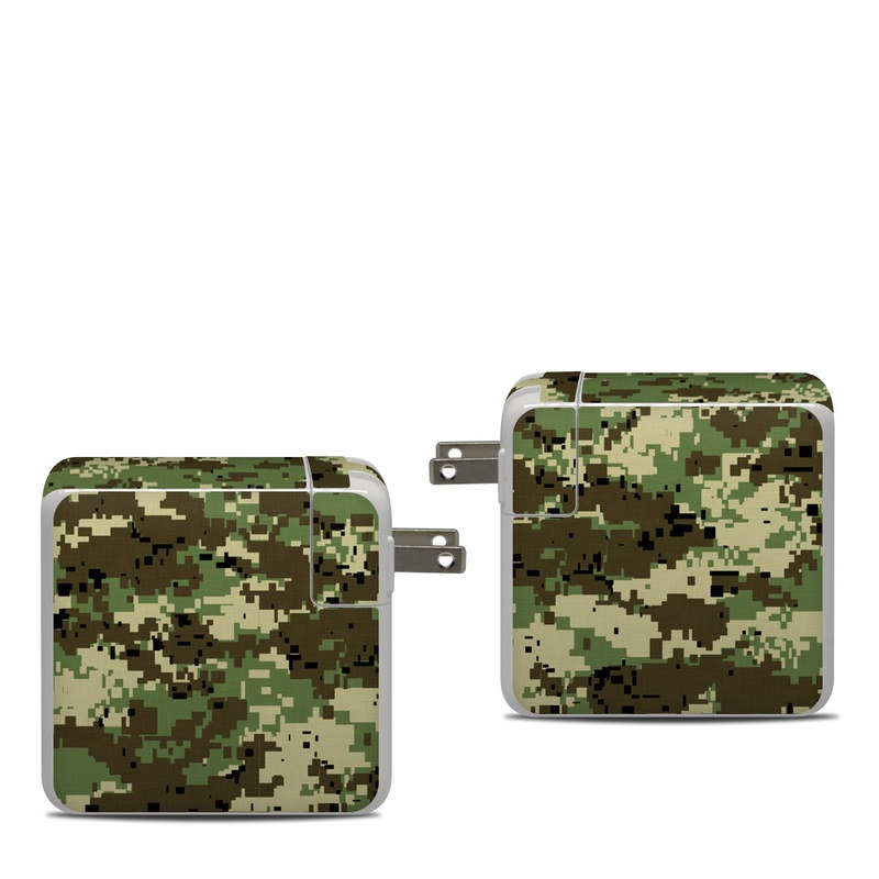 Apple 87W USB-C Power Adapter Skin design of Military camouflage, Pattern, Camouflage, Green, Uniform, Clothing, Design, Military uniform, with black, gray, green colors