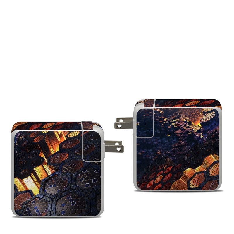 Apple 87W USB-C Power Adapter Skin design of Geological phenomenon, Sky, Water, Cobblestone, Rock, Reflection, Colorfulness, World, Art, with black, red, green colors