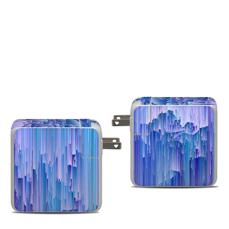 Apple 87W USB-C Power Adapter Skin design of Blue, Purple, Lavender, Ice, with blue, purple colors