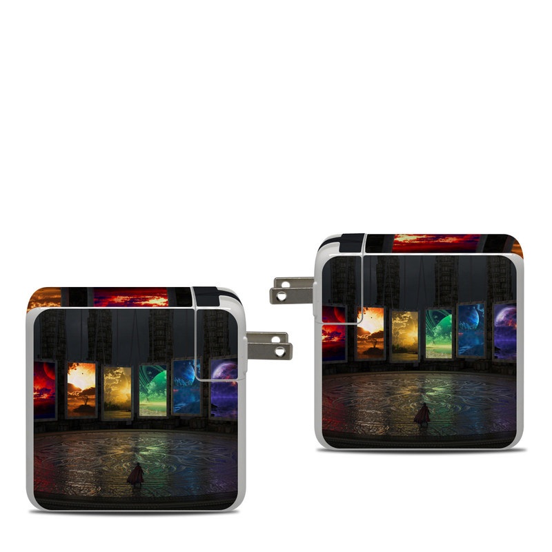 Apple 87W USB-C Power Adapter Skin design of Light, Lighting, Water, Sky, Technology, Night, Art, Geological phenomenon, Electronic device, Glass, with black, red, green, blue colors