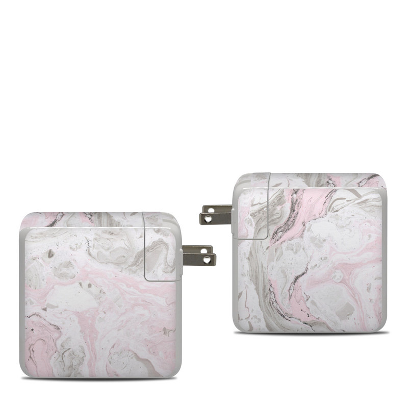 Apple 87W USB-C Power Adapter Skin design of White, Pink, Pattern, Illustration, with pink, gray, white colors