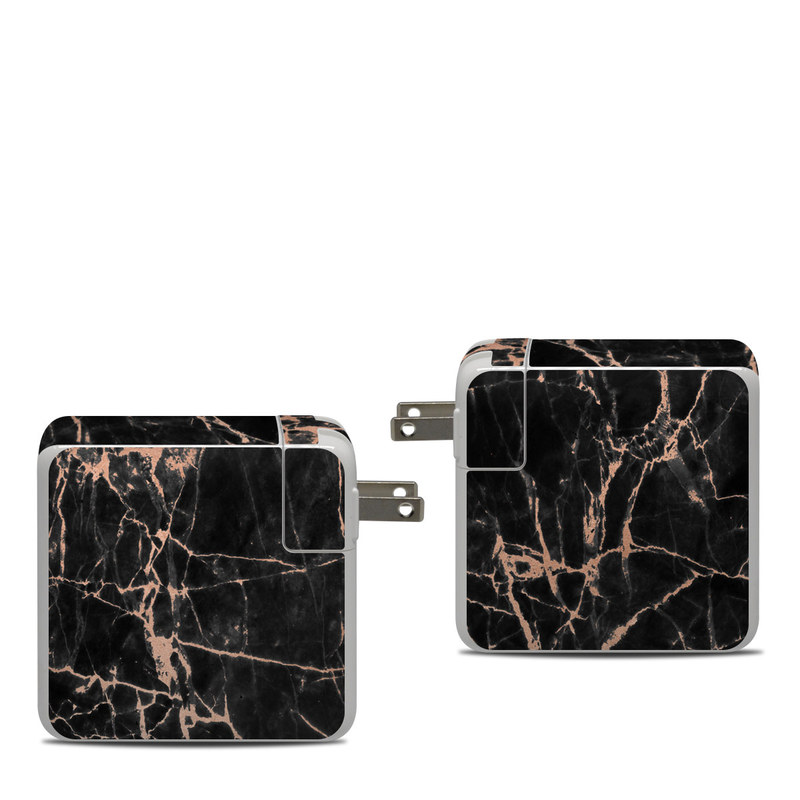 Apple 87W USB-C Power Adapter Skin design of Branch, Black, Twig, Tree, Brown, Sky, Atmosphere, Plant, Winter, Night, with black, pink colors