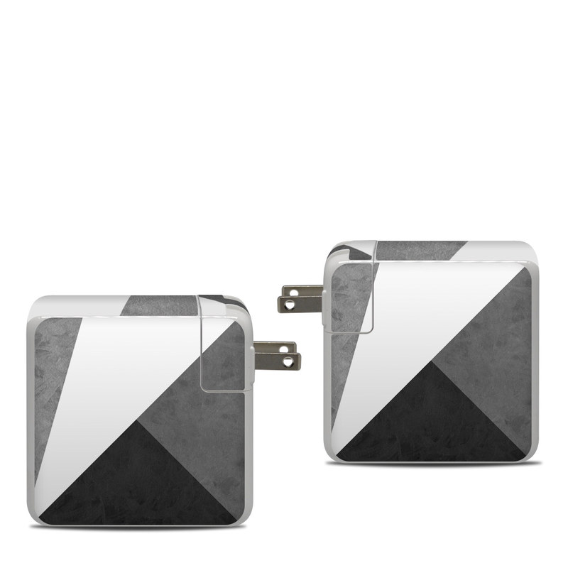 Apple 87W USB-C Power Adapter Skin design of Black, White, Black-and-white, Line, Grey, Architecture, Monochrome, Triangle, Monochrome photography, Pattern, with white, black, gray colors