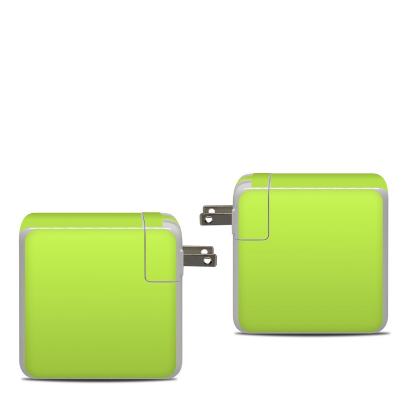 Apple 87W USB-C Power Adapter Skin design of Green, Yellow, Text, Leaf, Font, Grass, with green colors