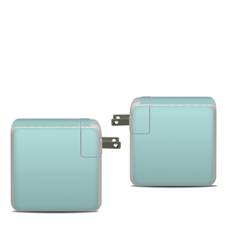 Apple 87W USB-C Power Adapter Skin design of Green, Blue, Aqua, Turquoise, Teal, Azure, Text, Daytime, Yellow, Sky, with blue colors