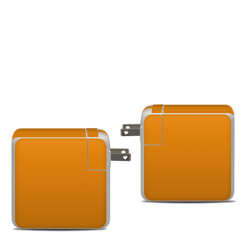 Apple 87W USB-C Power Adapter Skin design of Orange, Yellow, Brown, Text, Amber, Font, Peach, with orange colors