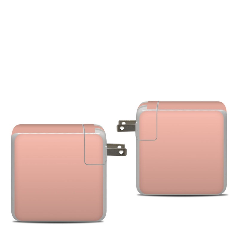 Apple 87W USB-C Power Adapter Skin design of Orange, Pink, Peach, Brown, Red, Yellow, Material property, Font, Beige, with orange, yellow, white colors