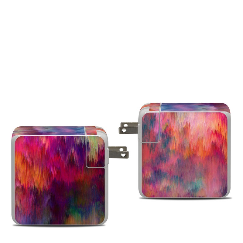 Apple 87W USB-C Power Adapter Skin design of Sky, Purple, Pink, Blue, Violet, Painting, Watercolor paint, Lavender, Cloud, Art, with red, blue, purple, orange, green colors