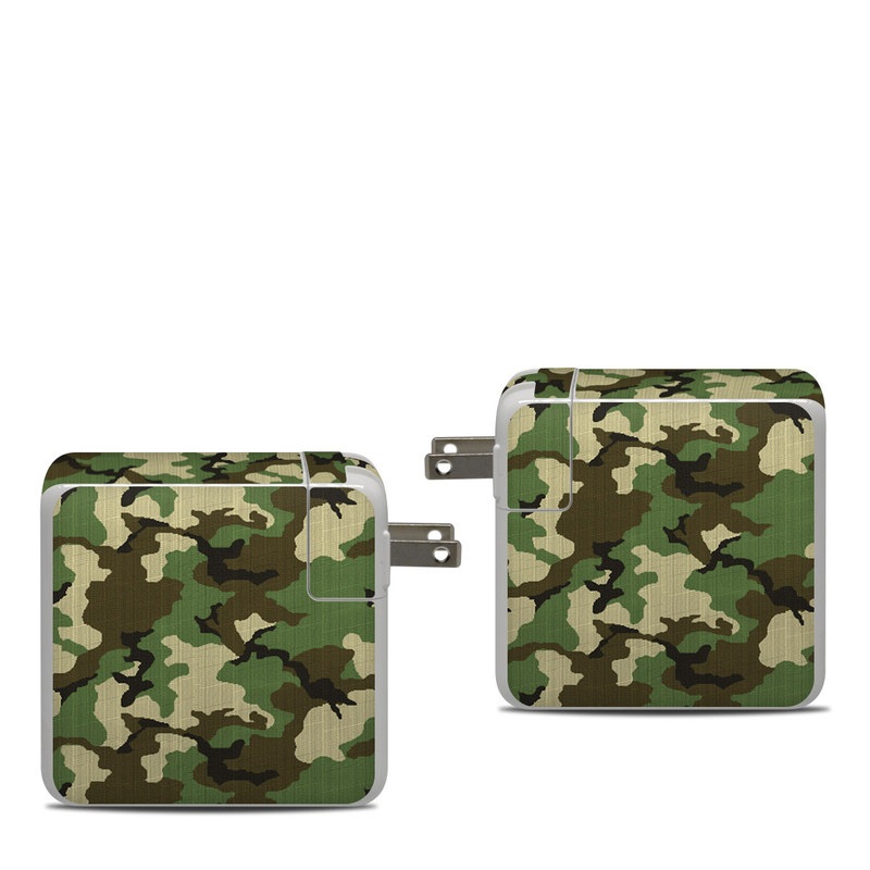 Apple 87W USB-C Power Adapter Skin design of Military camouflage, Camouflage, Clothing, Pattern, Green, Uniform, Military uniform, Design, Sportswear, Plane, with black, gray, green colors