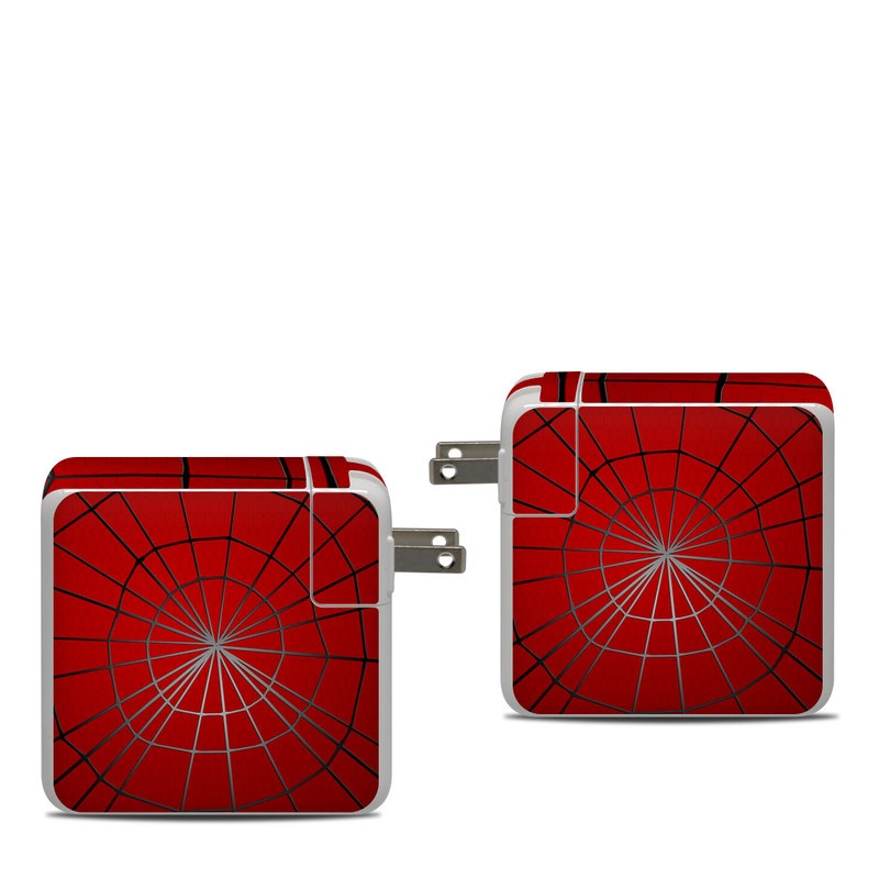 Apple 87W USB-C Power Adapter Skin design of Red, Symmetry, Circle, Pattern, Line, with red, black, gray colors