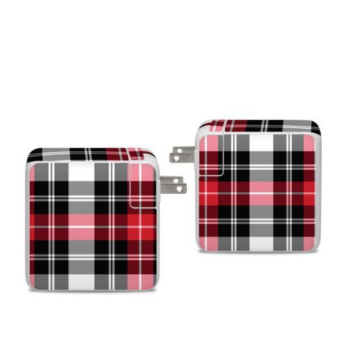 Red Plaid Apple 96W USB-C Power Adapter Skin
