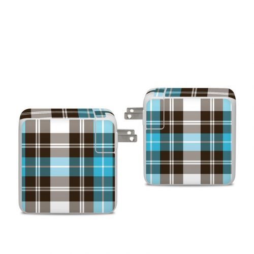 Turquoise Plaid Apple 96W USB-C Power Adapter Skin