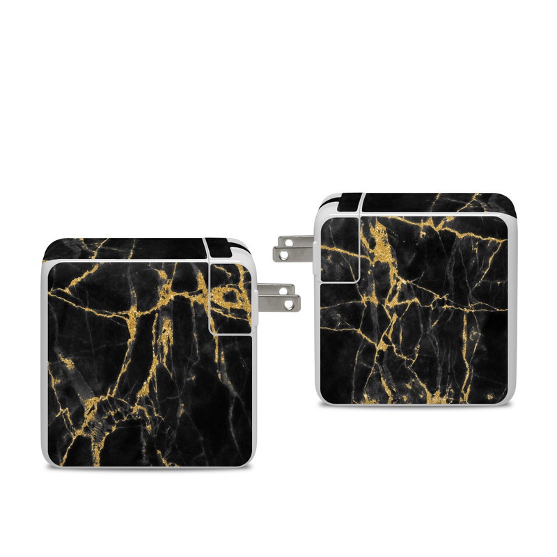 Apple 96W USB-C Power Adapter Skin design of Black, Yellow, Water, Brown, Branch, Leaf, Rock, Tree, Marble, Sky, with black, yellow colors