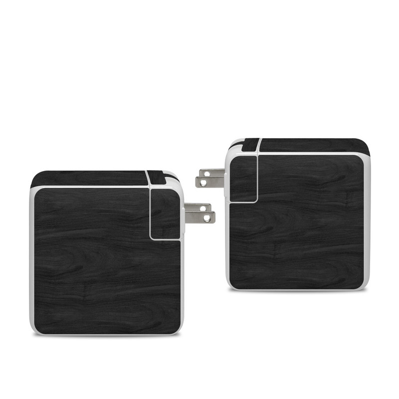 Apple 96W USB-C Power Adapter Skin design of Black, Brown, Wood, Grey, Flooring, Floor, Laminate flooring, Wood flooring, with black colors