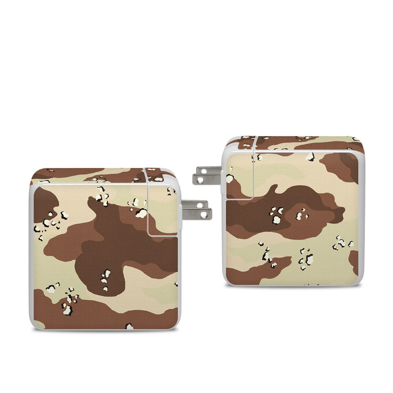 Apple 96W USB-C Power Adapter Skin design of Military camouflage, Brown, Pattern, Design, Camouflage, Textile, Beige, Illustration, Uniform, Metal, with gray, red, black, green colors