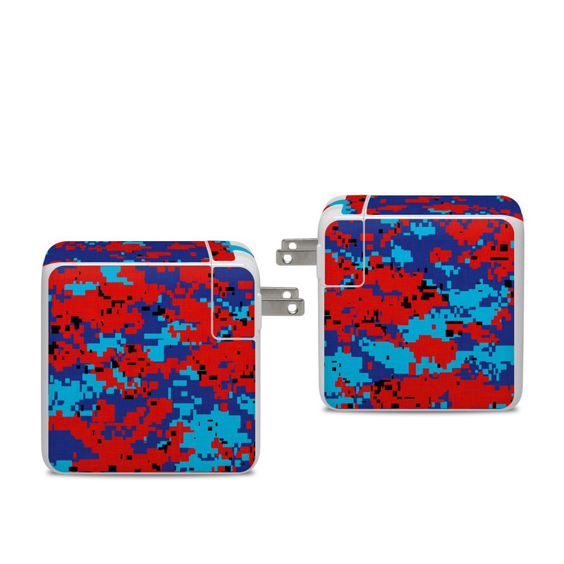 Apple 96W USB-C Power Adapter Skin design of Blue, Red, Pattern, Textile, Electric blue, with blue, red colors