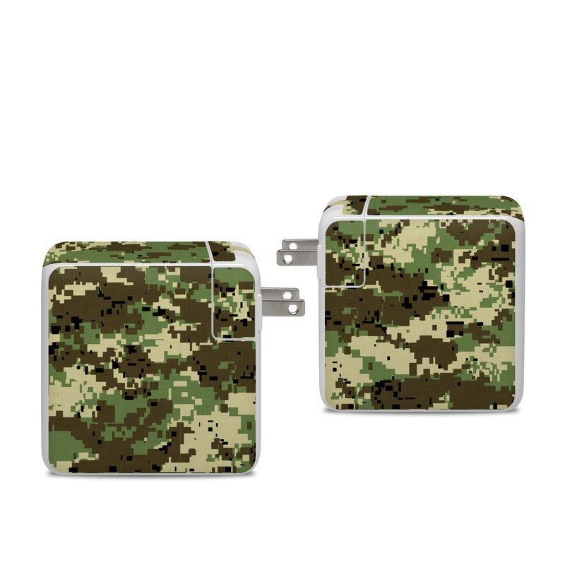 Apple 96W USB-C Power Adapter Skin design of Military camouflage, Pattern, Camouflage, Green, Uniform, Clothing, Design, Military uniform, with black, gray, green colors