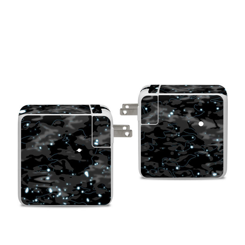 Apple 96W USB-C Power Adapter Skin design of Black, Water, Space, Black-and-white, Granite, with blue, white, gray, blue colors